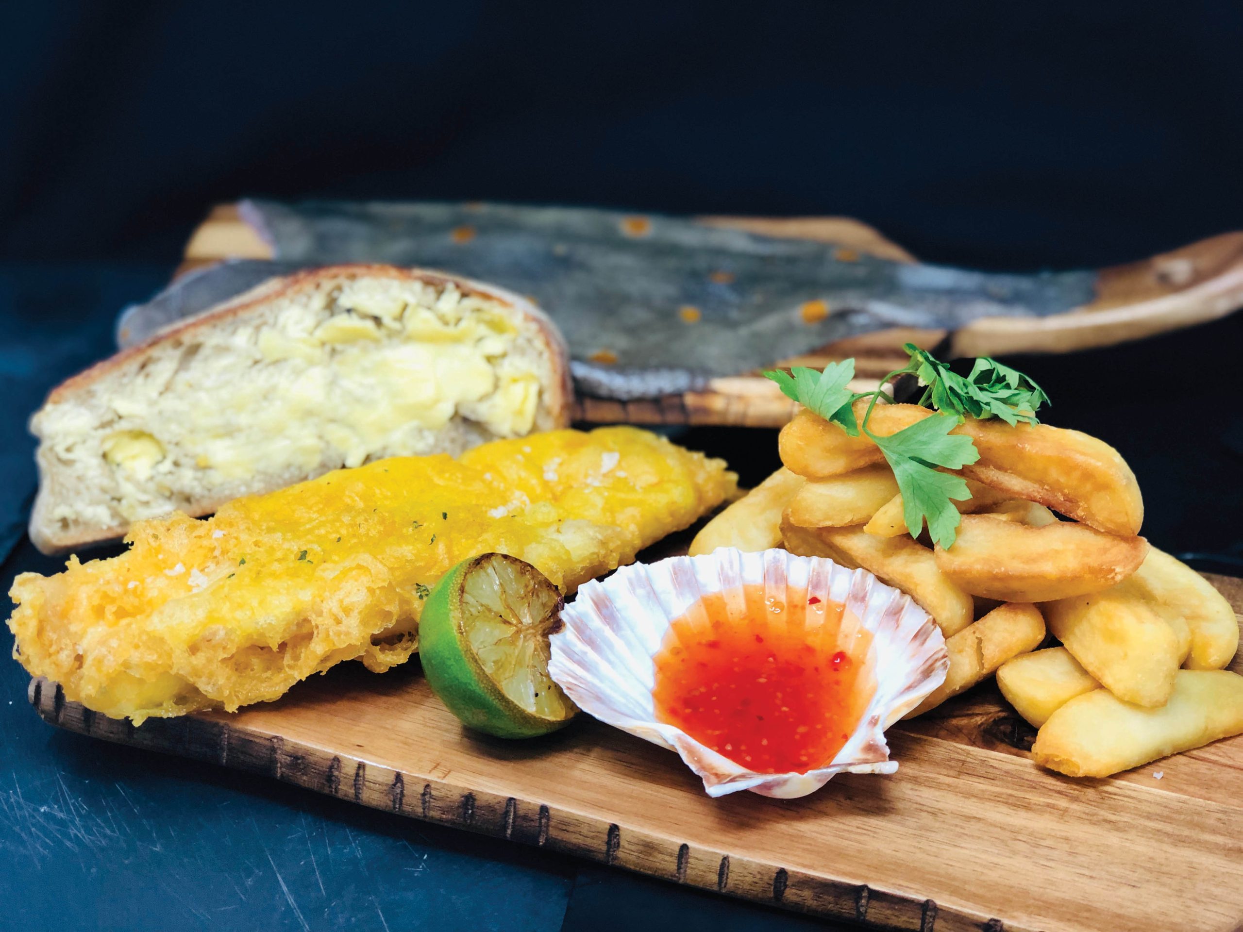 Deep fried plaice dish