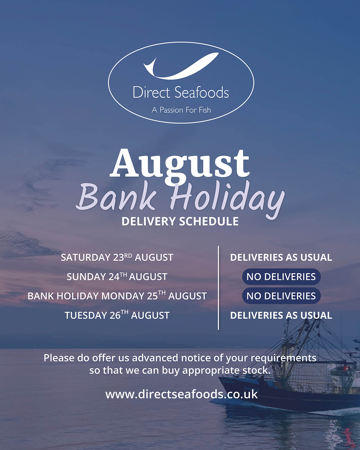 August Bank Holiday Schedule