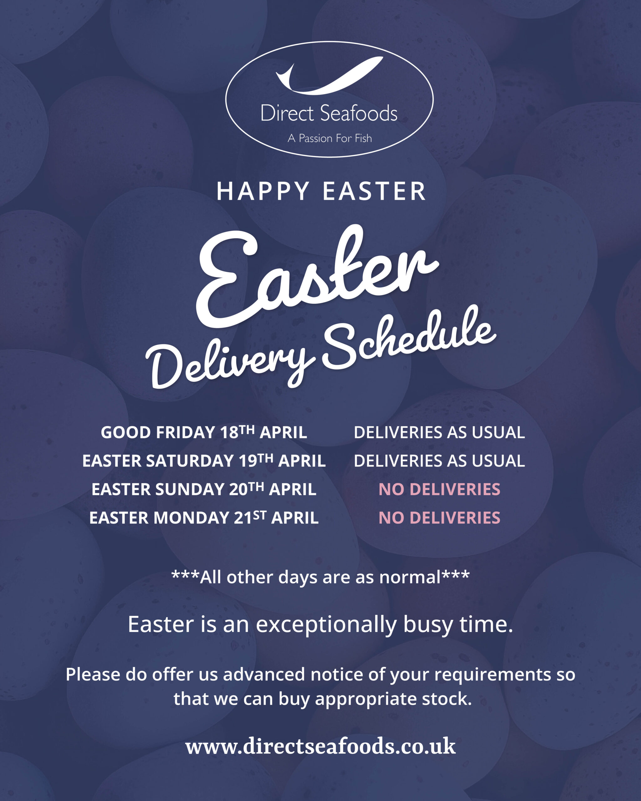 Easter Delivery Schedule