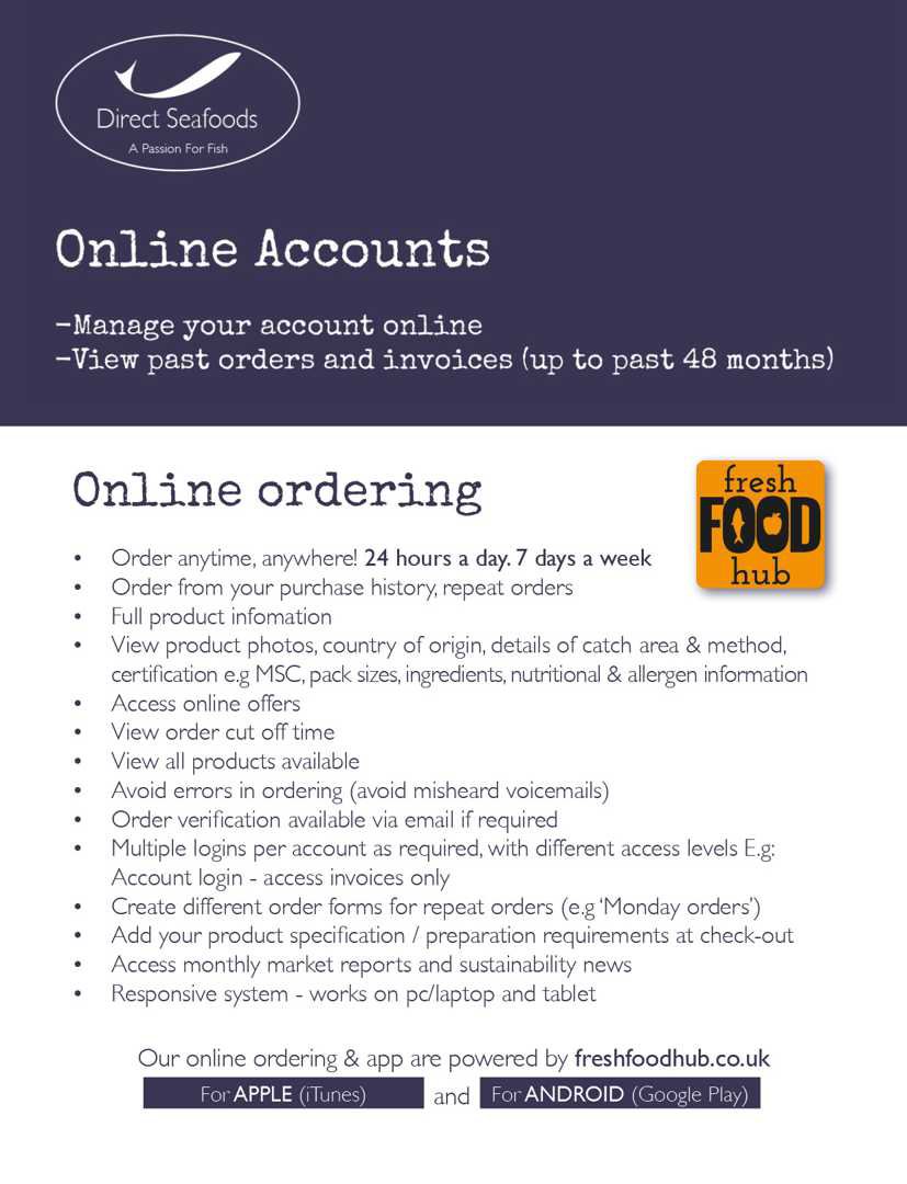 Online Ordering Platform Direct Seafoods