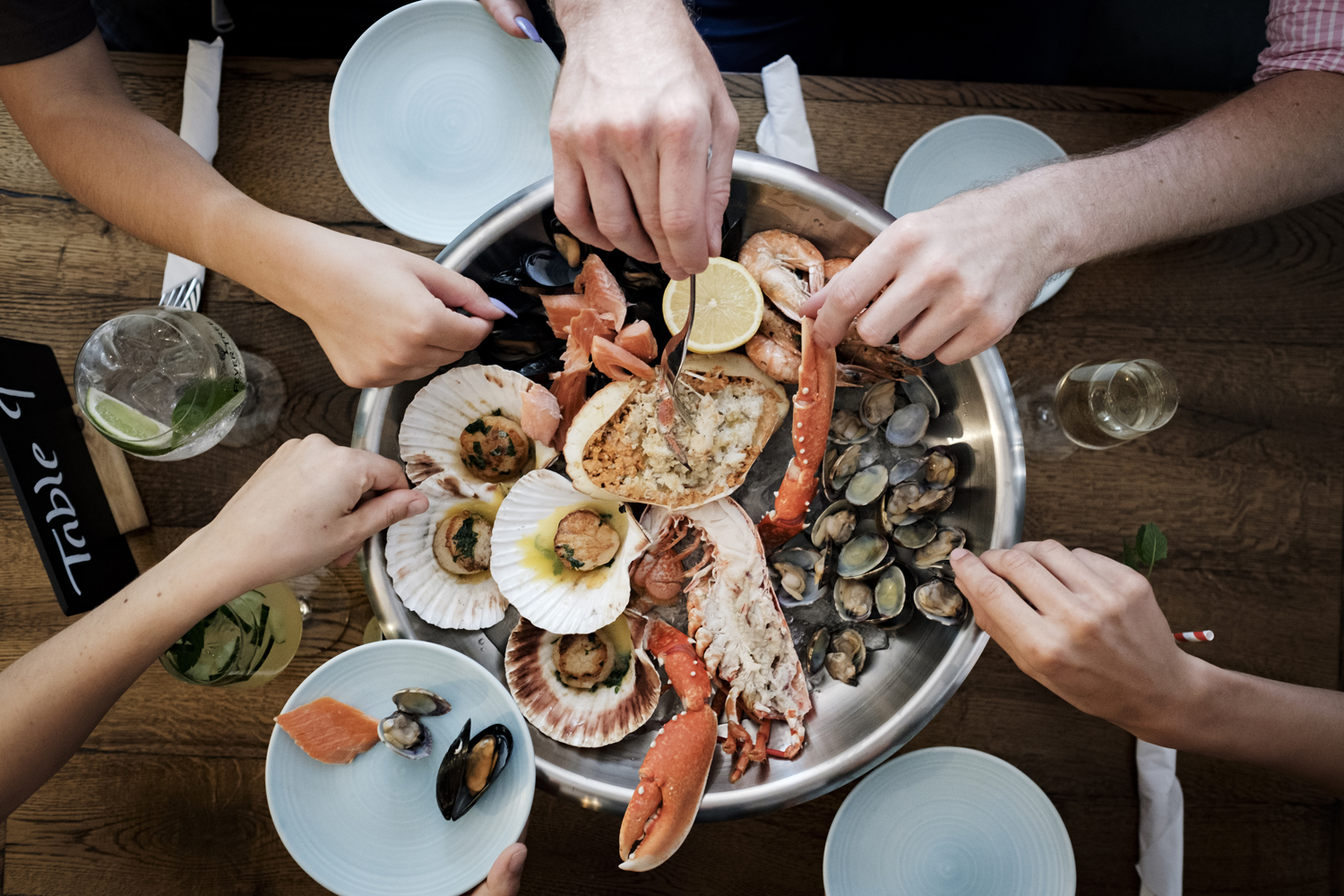 Sharing seafood platter